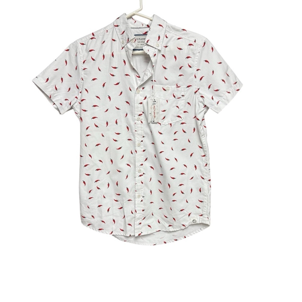 Free Planet Red chili  and White Casual Button Down Shirt XS NWT